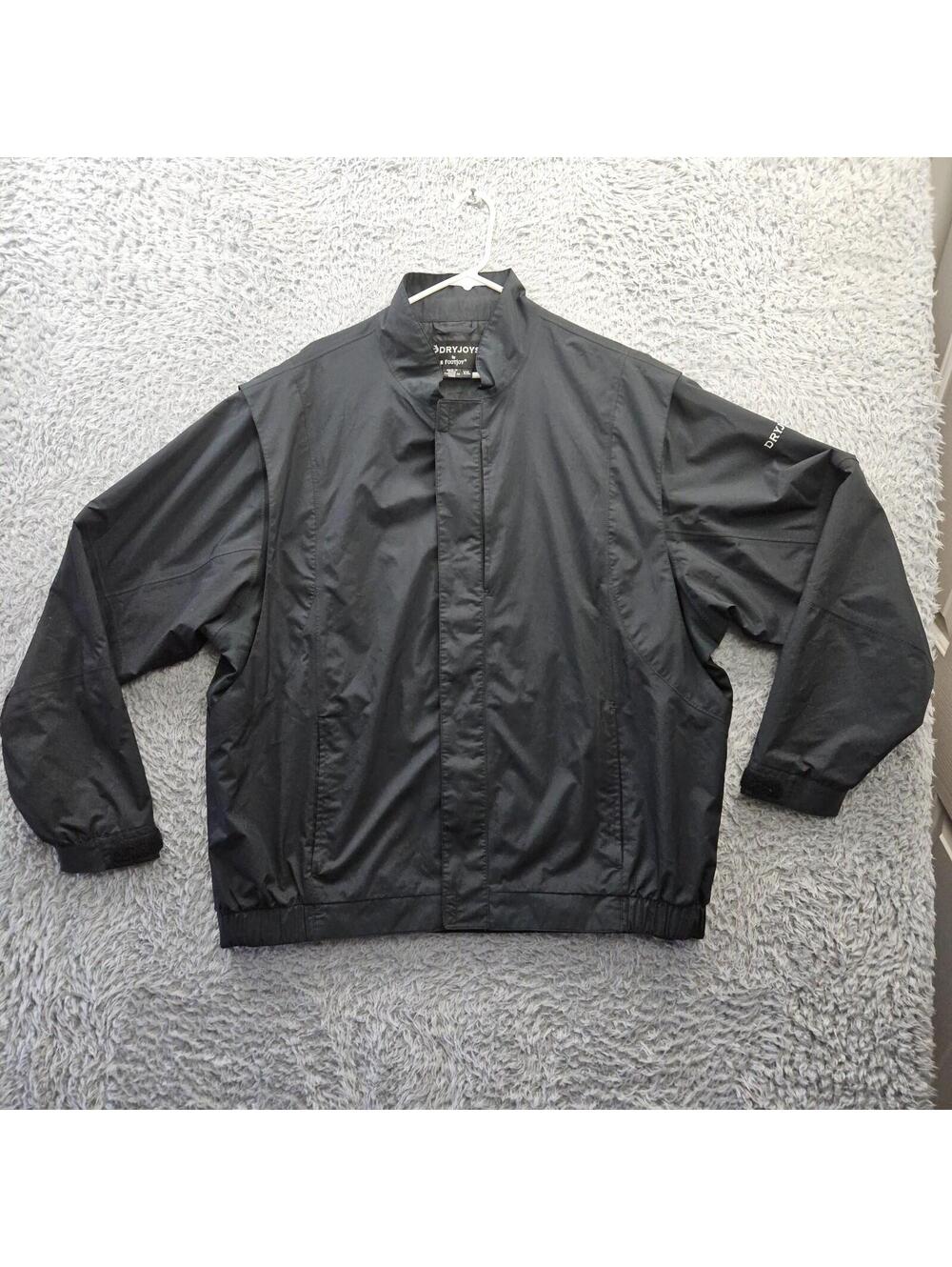 FootJoy DryJoys Golf Rain Jacket Mens 2XL Black Waterproof Golf Full Zip